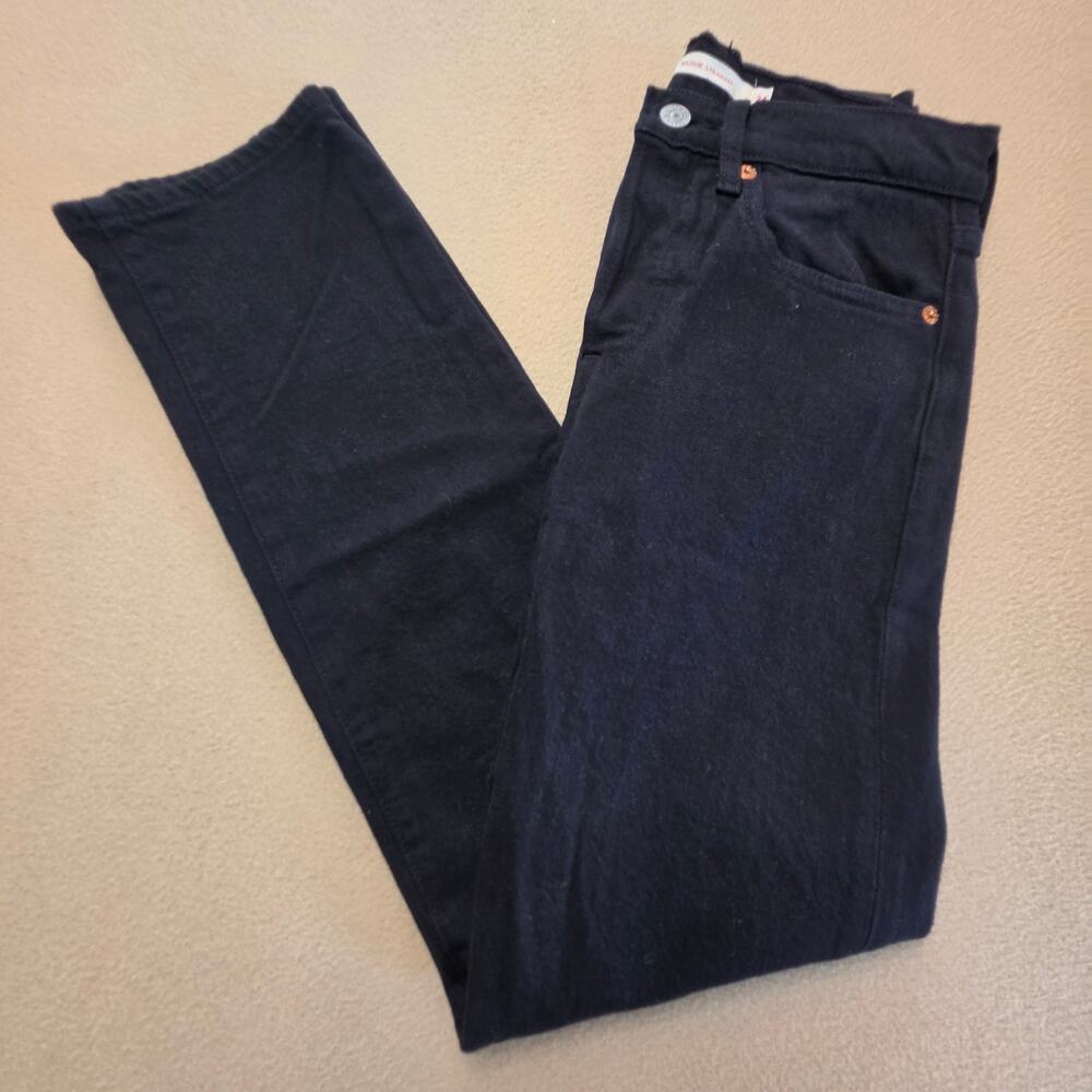 Levi's Premium Wedgie Straight Jeans Black Heart Wash Sz 24x28 Button Fly
